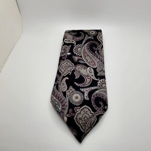 STAFFORD 100% Silk Men's Tie Purple Black Paisley